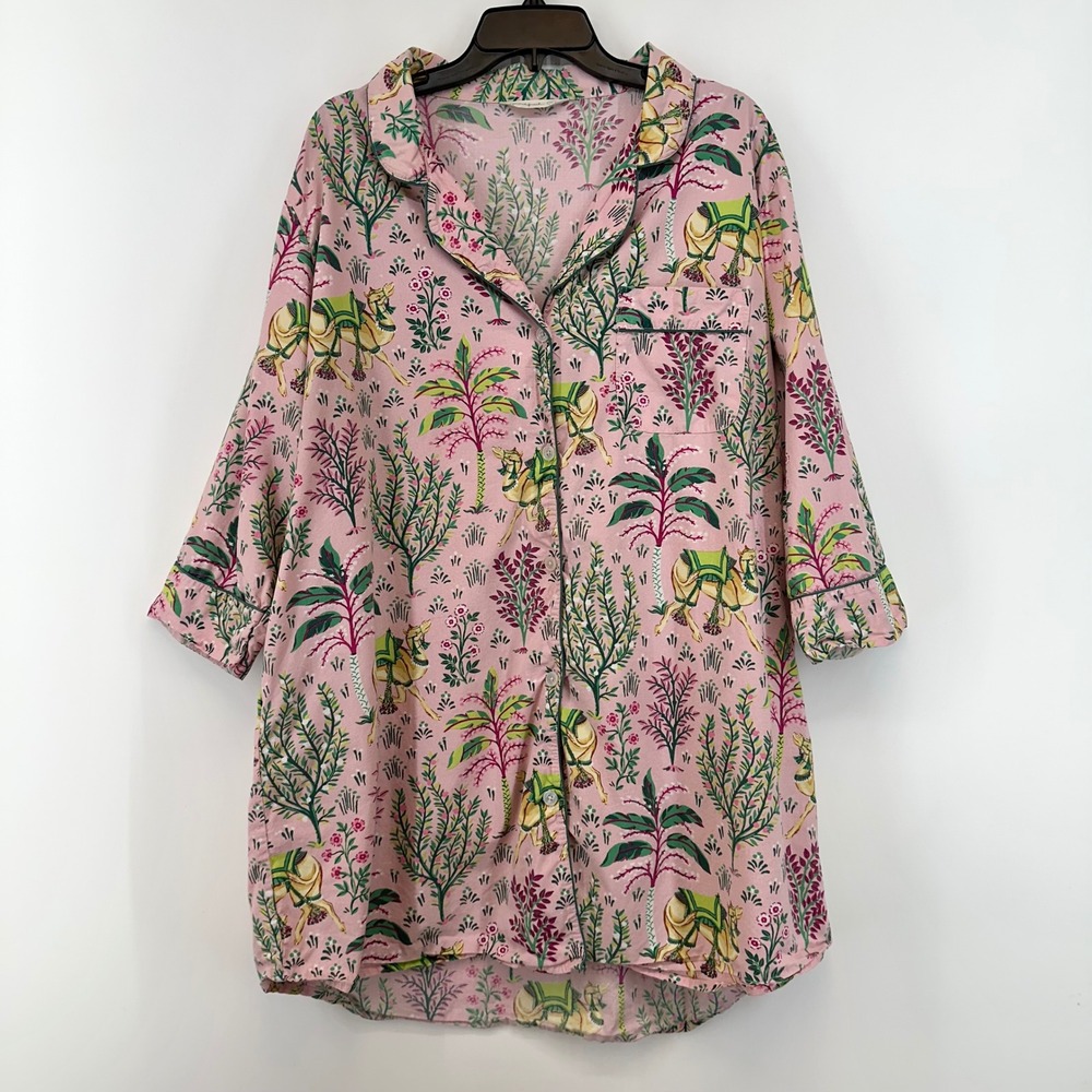 Printfresh Camel Shirt Dress Womens XL Nightgown Organic Cotton Sleep Pajamas
